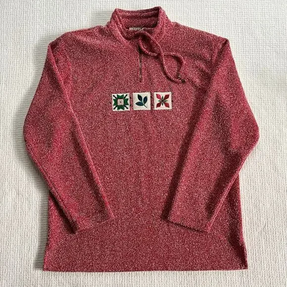 TEDDI Vintage Pullover Sweater Mock Neck Womens Medium 3/4 Zip Long Sleeve - Picture 9 of 9